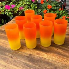 Eight Mid Century Modern Yellow & Orange Candy Corn Beverage Glasses picture