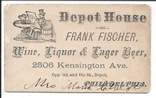 Early Depot House Bar/Tavern Business Card, Kensington Ave, Philadelphia c1870s picture
