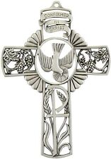 Pewter Confirmed in Christ Confirmation Wall Cross with Holy Dove, 5 Inch picture