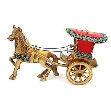 Brass Idol | Vintage Horse cart (Ghoda Gadi) with Stone Work Finish | AG-17 picture