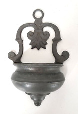 vtg Holy water wall mounted pocket Metal pewter color 7' x 4 1/2