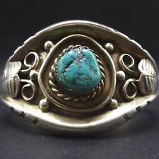Heavy Gauge Vintage NAVAJO Sterling Silver & TURQUOISE Cuff BRACELET 75.5g picture