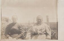 Two Older Woman Sitting Out In In Farm Land Vintage Real Photo RPPC Post Card picture