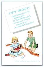 c1910's Happy Birthday Children Playing Train And Doll Unposted Antique Postcard picture