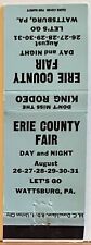 Erie County Fair Wattsburg PA Pennsylvania Vintage Matchbook Cover picture
