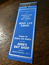 Vintage Matchbook: June's Eat Shop, Hollywood, FL picture