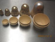 vintage 5 pc russian nesting dolls w/silver signed picture