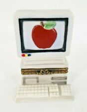 Apple Desktop Computer White Porcelain Trinket Box  picture