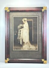 Antique Bride Photograph with Wood Brown Frame with Golden Details 16x12 in picture