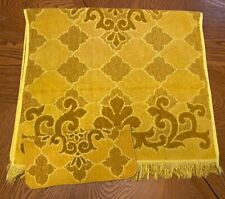 VTG MCM JCPenney Fashion Manor Yellow Gold Cotton Fringe Bath Towel & Washcloth picture