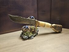 BEAUTIFUL-DAMASCUS STEEL Blade -HUNTING - POLISHED BONE AND STAG HANDLE- WOW picture