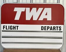 Vintage TWA Trans World Airlines Flight Departs Official Airport Gate Sign BIG picture