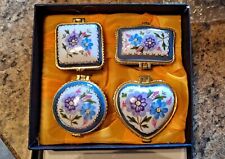 Ceramic Porcelain Small Jewelry Trinket Boxes w/ Pretty Floral Design Set of 4 picture
