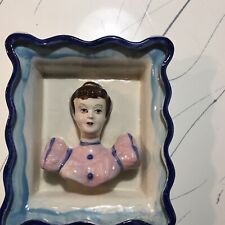 Diorama Vintage  Ceramic/ Plaster Wall 3d Wall Hanging Lady With Pink Dress picture