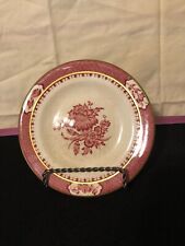 Vintage Booths Rochester Bread Plate Maroon # A8076 and wire stand          u picture