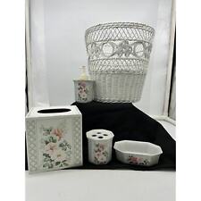 Vintage Andre Richard Garden Gazebo 5 Piece Porcelain Bath Accessories Set picture