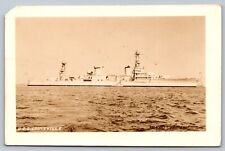 USS Louisville (CA-28) - RPPC - Navy Heavy Cruiser - WWII - Anchored - EKC picture
