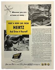 Magazine Ad Vintage 1949 Hertz Car Rental • Rent A New Car From Hertz & Drive It picture