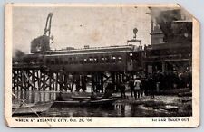 1906 First Car Removed Train Wreck Atlantic City Seashore Railroad Postcard picture