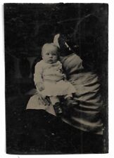 Tintype Photograph Wonderful Image of Baby with a Hidden Mom Blacked Out picture