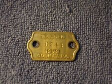 Vintage 1972 Warren County, Pa., Brass Dog Tag, Tax, License #6343 picture