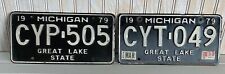 Vintage 1979 Michigan License Plates Lot Of 2 CYP-505 & CYT-049 picture