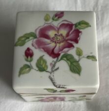 Vintage Porcelain Trinket Box Roses Handpainted 1930 picture