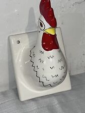 Vintage Ceramic Rooster Head Towel Apron Hook  Rack Wall Hanging 1983 picture