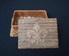 Vintage Boy Scout Utility Box Trinket Box Resin Emblem & Mottos picture