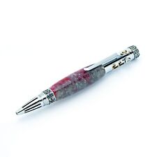 Gear Shift Style Ballpoint Pen Silver & Red Marbled Resin Chrome Trim picture