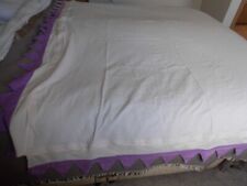 Vintage Rectangle Off White with purple spiked edges tablecloth Handmade 63