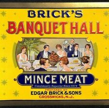 Scarce Prohibition Era Brick's Banquet Hall Mince Meat Paper Label c1920's picture