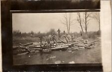 RPPC Lumberjacks Logging Loggers Crew on Logs Photo of Photo c1910 Postcard Z18 picture