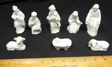 Vintage Ceramic 8Pc Set of Christmas Nativity Manger Scene Figurines Tallest 4