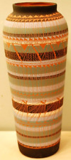 Original Native American NAVAJO Clay Pottery VASE Painted CARVED FEATHER Signed picture