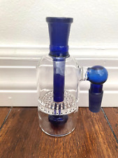 4.5” Premium Glass Water Pipe Ash Catcher Shower Homeycomb Perc 14mm Blue picture