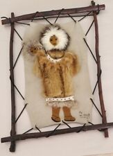 Vintage 1970s Meribeth Orock (Alaska) Fur Eskimo Mother & Child Wall Art picture