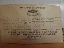 1954 CHEVROLET GM FACTORY WORKERS PAY STUB NOTE $62.04 NET PAY CLEVELAND PLANT picture