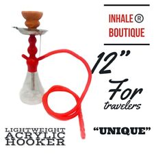 Lightweight Acrylic Hookah Set “UNIQUE” RED 12” / Traveler Size / Unglazed Bowl picture