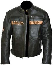Harley-Davidson Men's Motorcycle Vintage Biker Black Real Leather Jacket picture