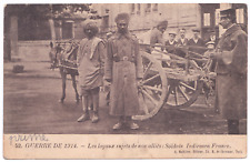 WW1 WWI Indian Soldiers France c. 1914 Horse Cart French Official Litho Postcard picture