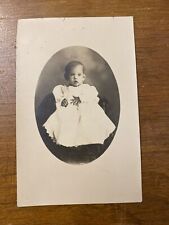 RPPC Baby Child In White Dress Vintage Antique Real Photo Postcard picture