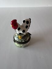 Vintage White Rooster Chicken Hen Trinket Box Hinged Keepsake Porcelain picture