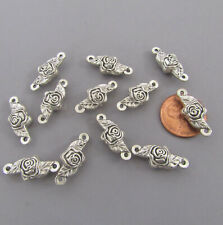 12 LARGE Rose OUR FATHER Beads ITALY Paters Rosary Rosaries F103 finish SILVER picture