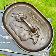 Rare MACA Cast Iron Dutch Camp Oven Oval Rams Head Divided 8 Qt Restored Vintage picture