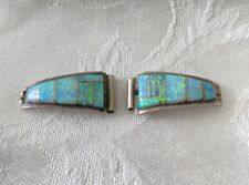 Vintage Native American Sterling Silver Opal Ladies Watch Tips Signed  picture