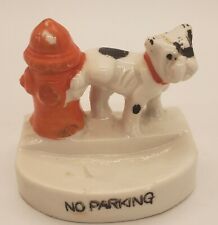 Vint Porcelain Bad Dog Peeing on Fire Hydrant Figurine Tray/Trinket 2 1/2