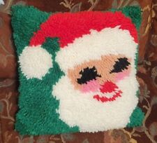 Vtg 1960-70's Santa Latch Hook Christmas Holiday Throw  Pillow picture