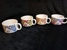 MCM Vintage Paisley Coffee Soup Mug Bowl set of 4 holds 2 Cups, Far Out Man 60s picture
