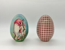 One Lithographed Easter Egg Tin. 1 Single Metal Easter Egg with Vintage Graphic picture